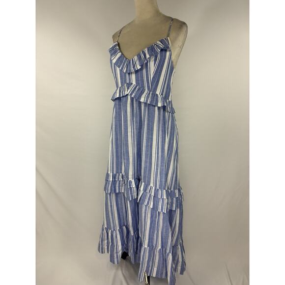cinq a sept Dresses & Skirts - 5 a 7 Cinq a Sept Addy Maxi Dress Blue White Stripe 14 Ruffled Halter Neck
